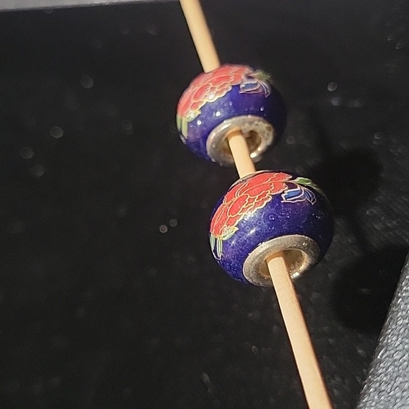 925 Glass beads/charms. Matching pair. - Picture 2 of 6